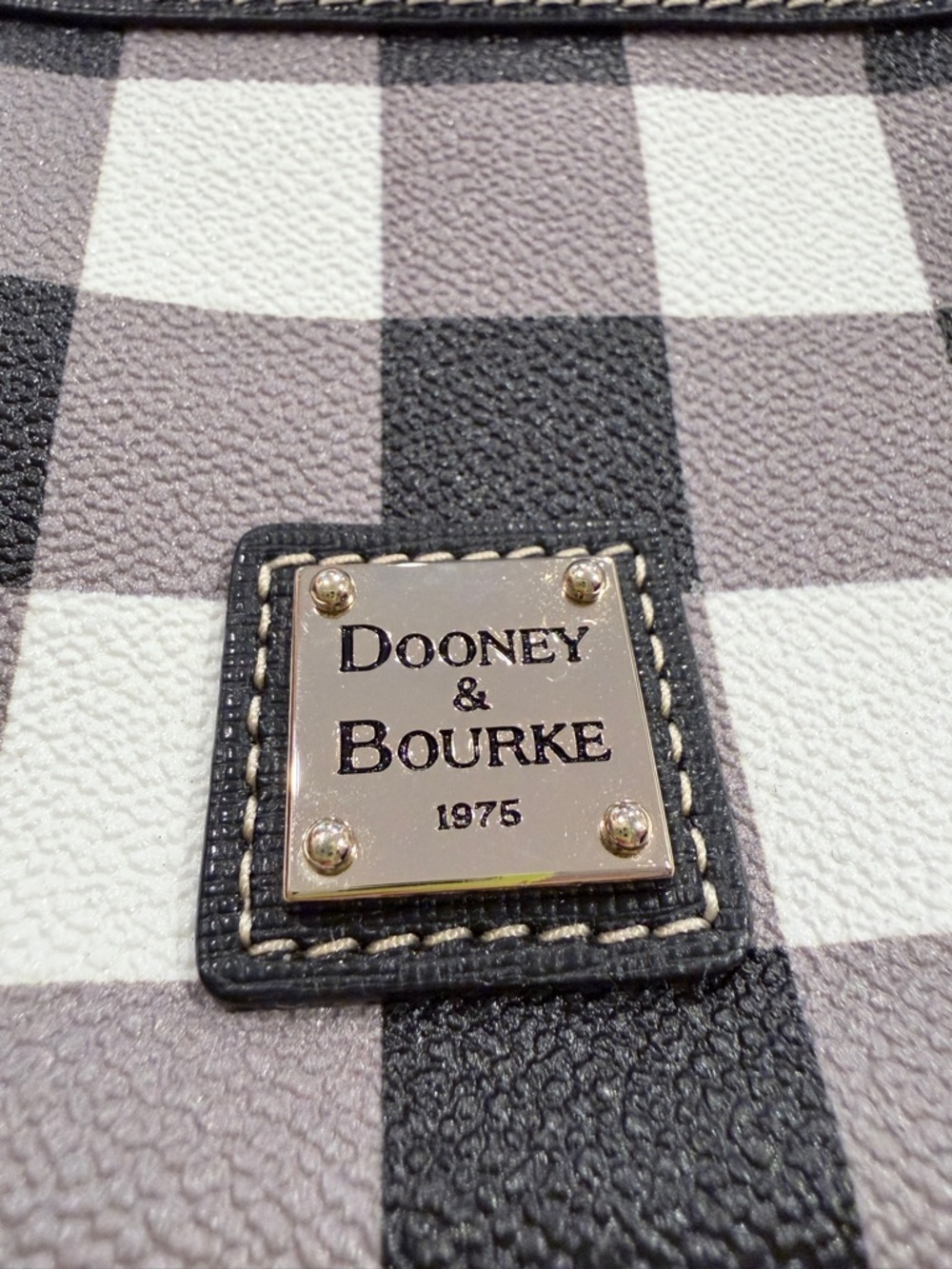 NWOT Dooney & Bourke Black, White and Gray Gingham Check Wristlet - Picture 5 of 16